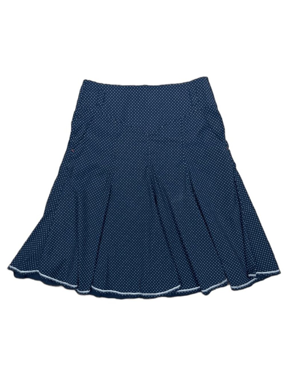 RIANI Polka Dot Preppy Classic A-Line Pleated Stretch Navy White Skirt Size 8 - Picture 4 of 8